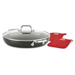 12-In. Nonstick Everyday Pan w/ Lid & Potholders / Hard Anodized - Packaging Damage