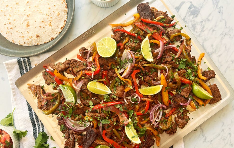 Sheet Pan Sizzling Steak Fajitas